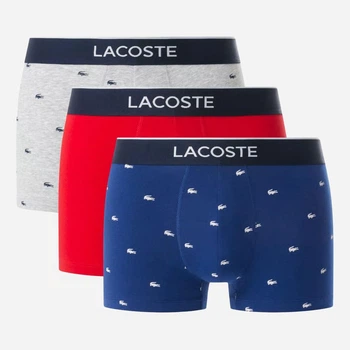Набір трусів боксерів чоловічих бавовняних Lacoste 38899618 XL 3 шт Білий/Синій/Червоний (1162771021)