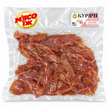 Курячі чипси "ЧАСНИК" 500 г, джеркі, снеки, закуски до пива ТМ МʼЯСО ЇЖ