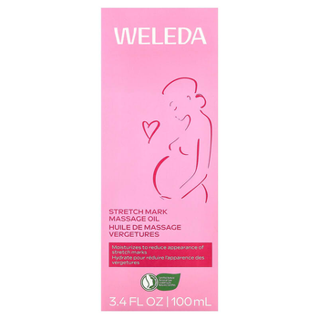 Массажное масло от растяжек Weleda, Mama "Stretch Mark Massage Oil" увлажнение и питание кожи тела с экстрактами миндаля и жожоба для будущих мам, перед и после родов (100 мл / 3,4 жидк. унции)