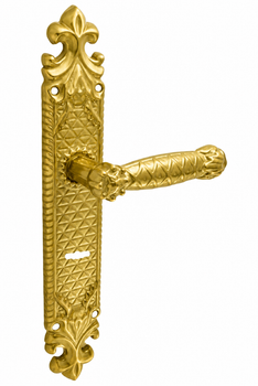 Ручки дверні на планці UNO BAROCCO STELLA 750 SAFE KEY Латунь матова