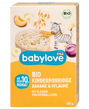 Дитяча вівсяна каша бананово-сливова Babylove, 200 г
