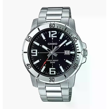 Чоловічий годинник Casio MTP-VD01D-1B чорний циферблат