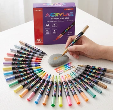 Набор акриловых маркеров-кистей Acrylic Brush Marker 48шт для рисования и декорирования (для камня, дерева, стекла, керамики)