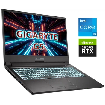 Игровой ноутбук Б-класс Gigabyte G5 KD / 15.6" (1920x1080) IPS / Intel Core i5-11400H (6 (12) ядер по 2.7 - 4.5 GHz) / 16 GB DDR4 / 512 GB SSD NVMe / nVidia GeForce RTX 3060, 6 GB GDDR6, 128-bit / WebCam б/у