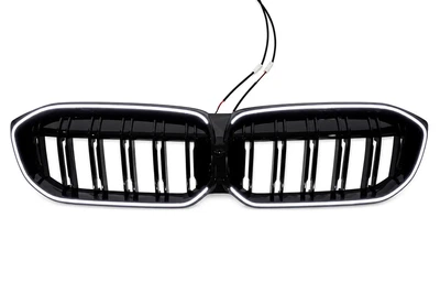 Ноздри решетка радиатора M-Look LED чёрный глянец для BMW 3 серия G20/G21 2022+