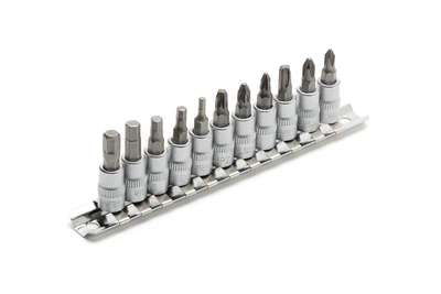 Набор бит MASTERTOOL ¼" PH1-2-3, PZ1-2-3, HEX3-4-5-6-7, CrV, 11 шт