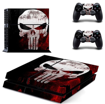 Комплект виниловых наклеек для PlayStation 4 FAT (PS4) в стиле The Punisher (Каратель)