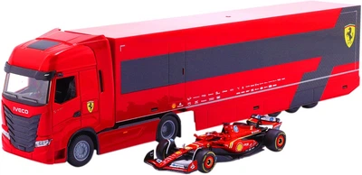 Игровой набор Bburago Грузовик-тягач Iveco S-Way и болид SF-24 1:43 (18-36867) (4893993368679)