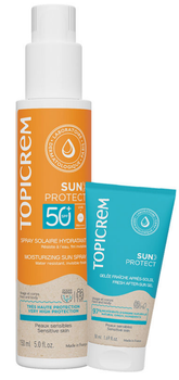 Zestaw kosmetyków przeciwsłonecznych Topicrem Sun Protect Spray przeciwsłoneczny Spf 50+ 150 ml + Żel po opalaniu 50 ml (3700281705997)