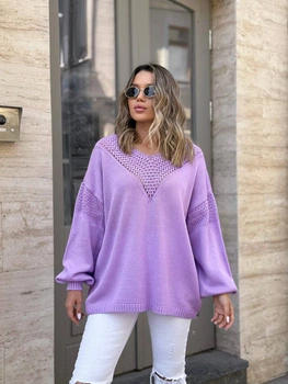 Жіночий вʼязаний тонкий ажурний джемпер ALINA, колір Бузок розмір One Size