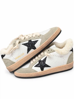 Зимние женские кеды Golden Goose из натуральной кожи и замши на шерстяном меху с меховой стелькой размер 37