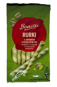 Трубочки вафельные Bonitki Rurki с фисташковым кремом 150 г (TST0875)
