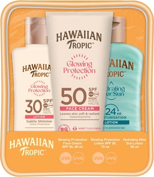 Набор солнцезащитных средств Hawaiian Tropic Крем для лица Glowing Protection SPF50 50 мл + Лосьон для тела Glowing Protection SPF30 75 мл + Лосьон после загара Silk Hydration Air Soft 60 мл (4027800079001)