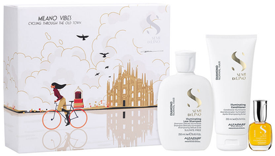 Zestaw do pielęgnacji włosów Alfaparf Milano Semi Di Lino Diamond Szampon 250 ml + Odżywka 200 ml + Olejek 15 ml (8022297190655)