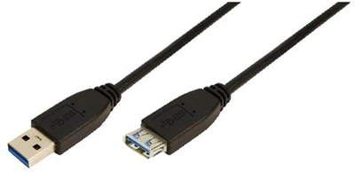 Kabel Logilink USB Type A - Type A M/F 2 m Black (4052792001051)