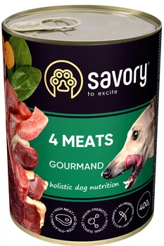 Вологий корм для дорослих собак Savory з чотирма видами м'яса 400 г (30396) (4820232630396)