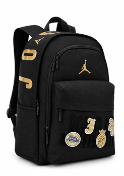 Рюкзак Nike Air Jordan Backpack (25 L) черный с золотым логотипом 23 JD2623161GS-001, городской рюкзак Jordan с наклейками, рюкзак для ноутбука унисекс