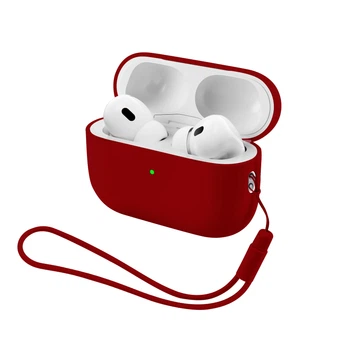 Силиконовый чехол для наушников Apple AirPods Pro 3, Silicone Case with straps, бордовый, защитный кейс с ремешком, ультратонкий и легкий, полная защита, с подвеской, мягкий силикон, ArmorStandart (ARM91287)