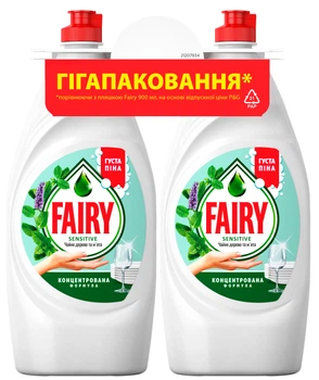 Упаковка средств для мытья посуды Fairy Чайное дерево и мята 900 мл х 2 шт (8006530210850)