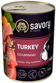 Вологий корм для дорослих собак Savory з індичкою 400 г (30518) (4820232630518)