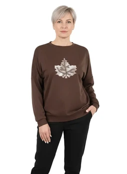 Женский свитшот батал Pink Daisy Коричневый 56-58 (6506)