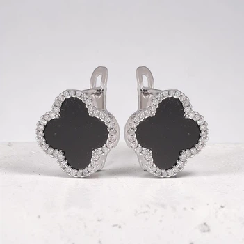 Сережки Stainless Steel (медична сталь) з цирконами. Довжина 18 мм. Ширина 13 мм.