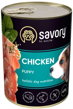 Вологий корм для цуценят Savory з куркою 400 г (30556) (4820232630556)