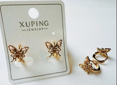 Сережки Xuping медичний сплав метелик золотисті