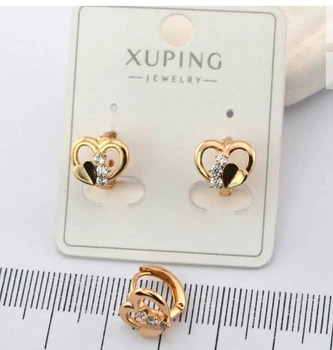 Сережки Xuping медичний сплав контурне серце золотисті
