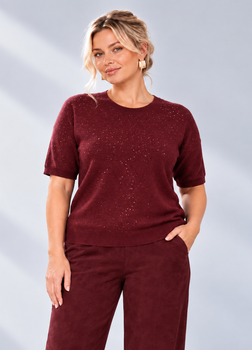 Джемпер американка декорований дрібними паєтками бордовий Z Studio 15-129 - L-XL , бордовий