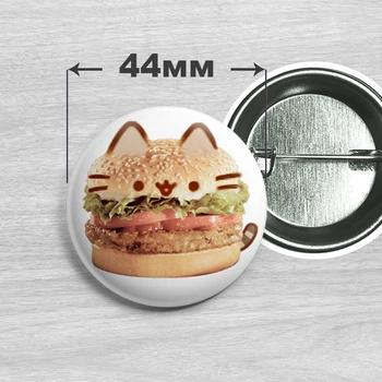 Значок кіт Пушин / Pusheen the cat. №30. 44мм