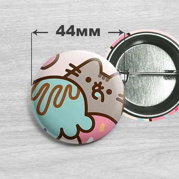 Значок кіт Пушин / Pusheen the cat. №39. 44мм