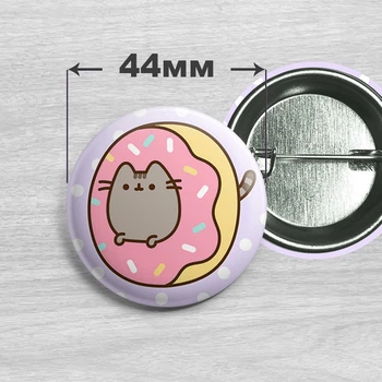 Значок кот Пушин / Pusheen the cat. №37. 44мм