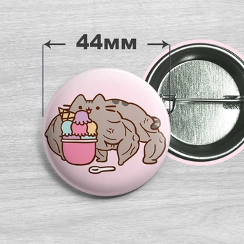 Значок кіт Пушин / Pusheen the cat. №43. 44мм