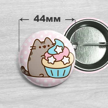 Значок кот Пушин / Pusheen the cat. №36. 44мм