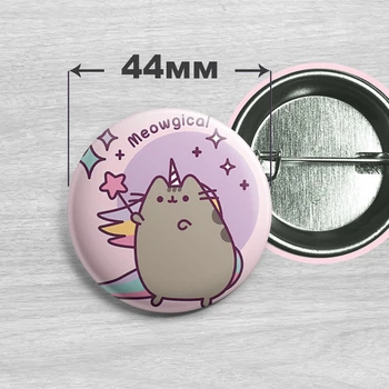 Значок кот Пушин / Pusheen the cat. №34. 44мм