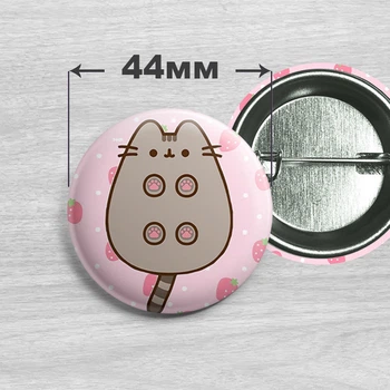 Значок кіт Пушин / Pusheen the cat. №26. 44мм