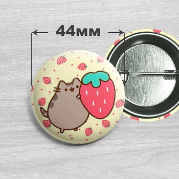 Значок кот Пушин / Pusheen the cat. №24. 44мм