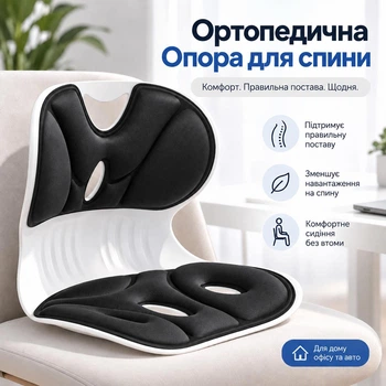 Ортопедическая подушка для сидения Care, чёрная Ортопедическая опора для спины 32 × 27 × 29 см