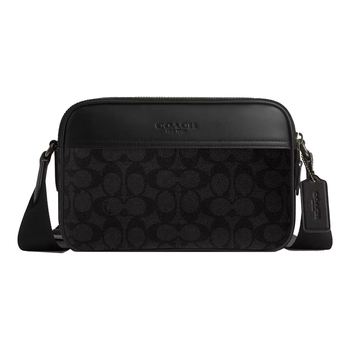 Сумка мужская Coach Graham Crossbody Bag In Signature Canvas Gunmetal/Charcoal/Black