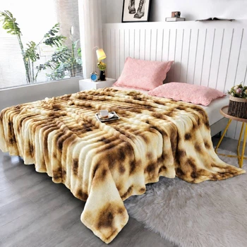 Плед микрофибра 200*230 см желтый с коричневым пятнистый COLORFUL HOME 1012 №7
