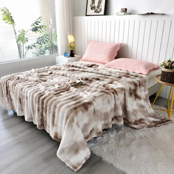 Плед микрофибра 200*230 см молочного цвета с коричневым пятнистый COLORFUL HOME 1012 №1