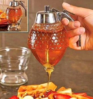Диспенсер для меду Honey Dispenser 200 мл, харчовий акрил, неіржавка сталь, розмір 10 х 15 х 8 см