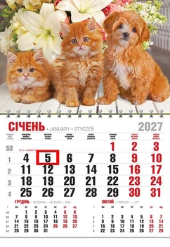 Календар настінний 2027 офісний економ. Руда трійка