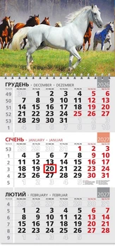 Календар настінний 2027 офісний 3. Коні