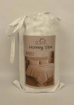 Простынь на резинке Homey Vibe страйп-сатин 200х200 White