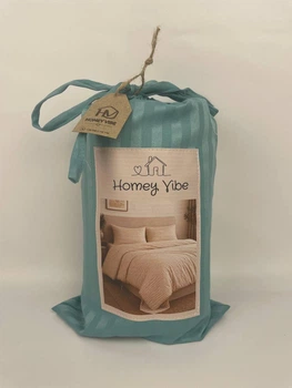 Простирадло на резинці Homey Vibe страйп-сатин 160х200 Turkuaz