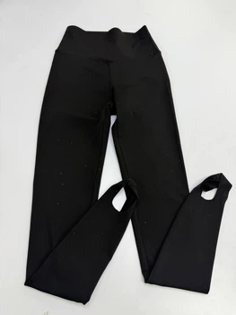Лосины женские Push-Up утягивающие со штрипками и стразами черные XS