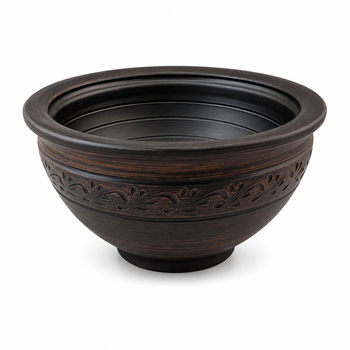 Керамічна гончарна макітра 3,5 л чорна декор 24,5×11 см KR5071-2