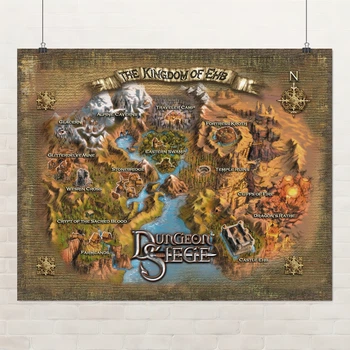 Постер Dungeon Siege 1, карта гри, фентезі, декор кімнати геймера, A1 60×75 см (id7349)